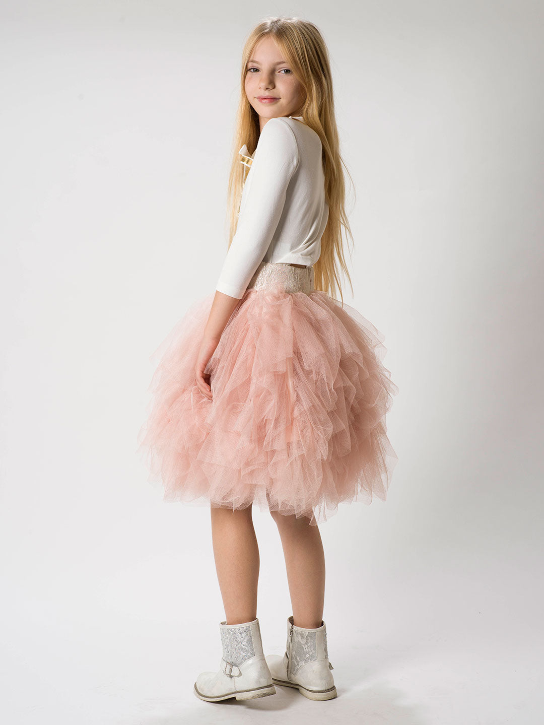 Gonna a balze in tulle lunga